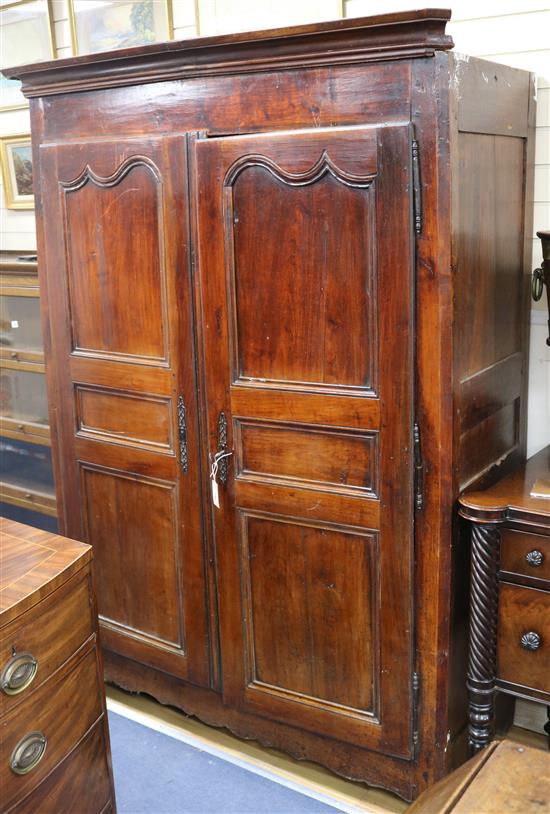 An 18th century French fruitwood armoire W.150cm